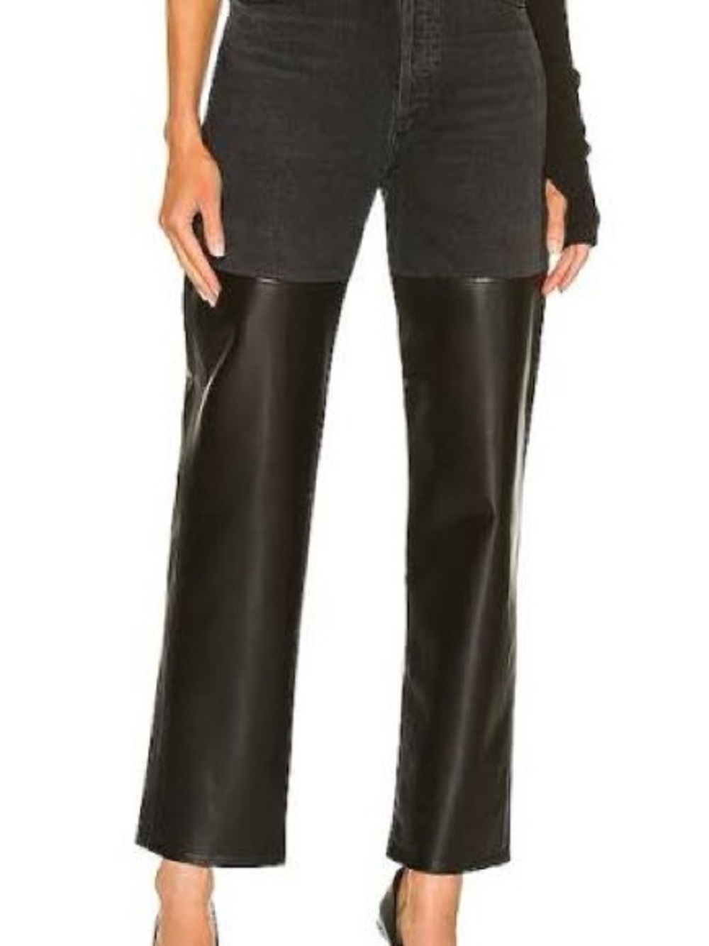 AGOLDE Pieced 90’s Pinch Waist Jean in Howl & Detox Recycled Leather Women’s 23
